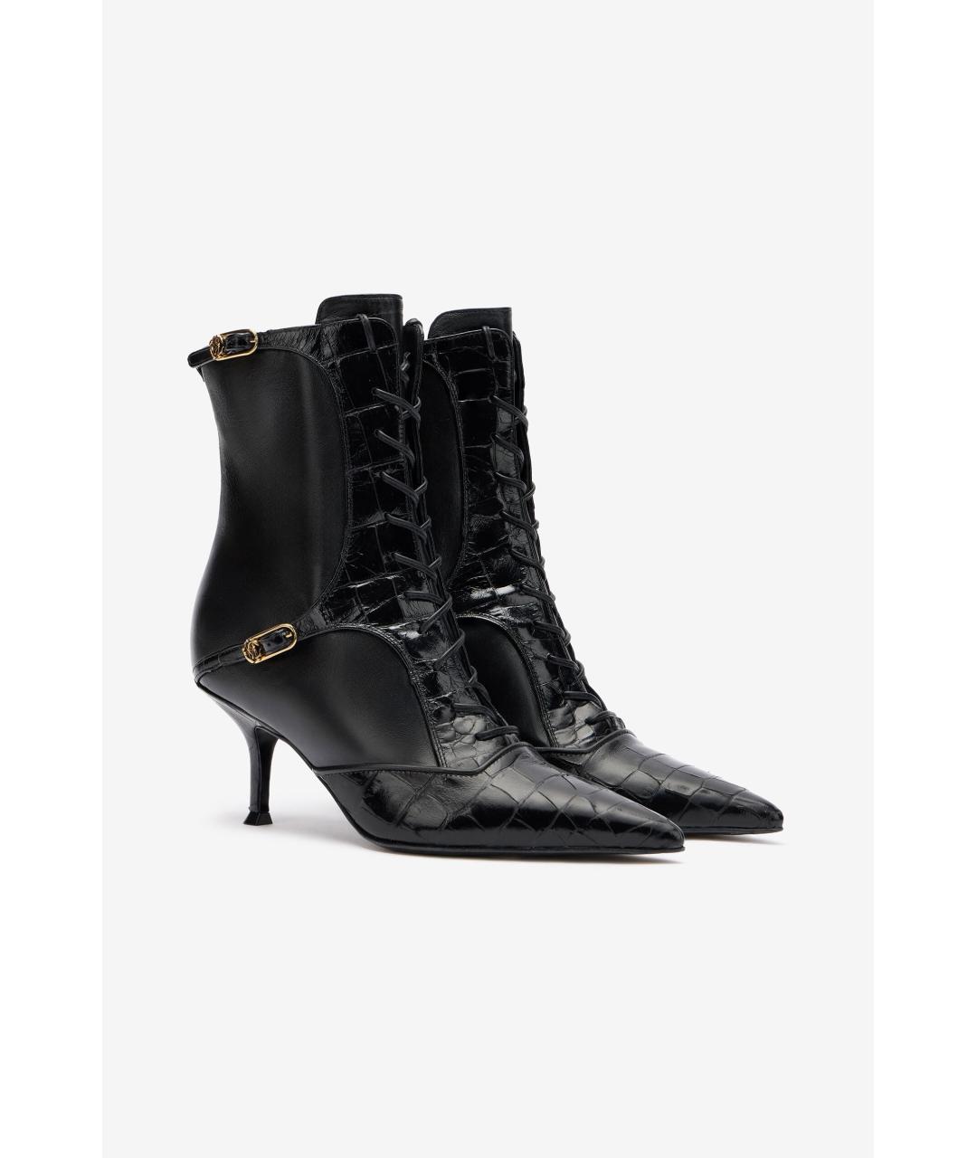 ROBERTO CAVALLI Черные кожаные ботильоны, фото 2