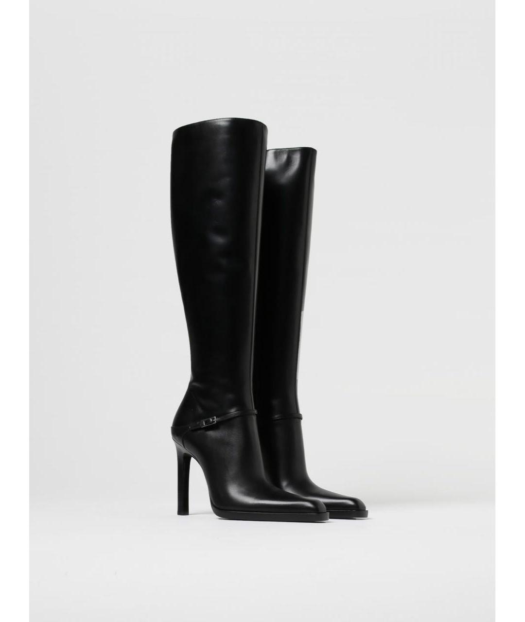 SAINT LAURENT Черные кожаные сапоги, фото 5