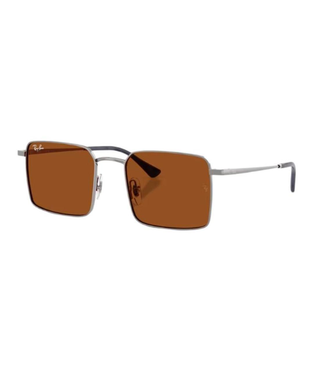 RAY BAN Серебряные металлические солнцезащитные очки, фото 5