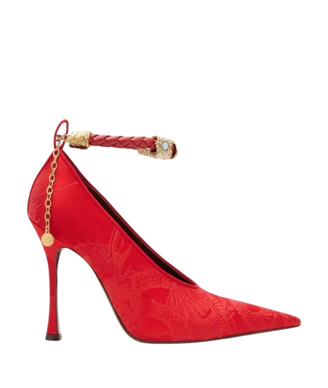 ROBERTO CAVALLI Красные текстильные туфли, фото 1