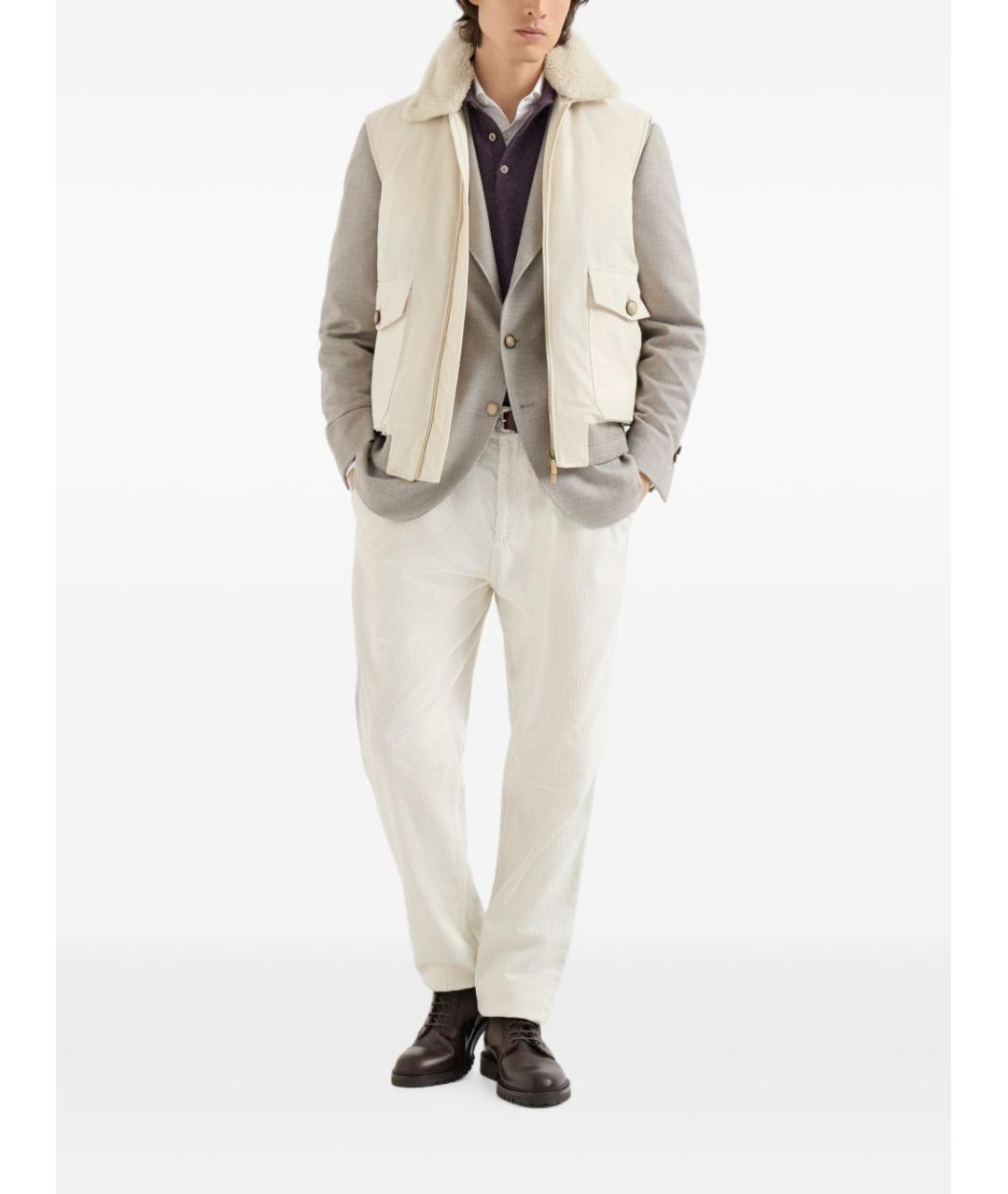 BRUNELLO CUCINELLI Белые хлопковые повседневные брюки, фото 4