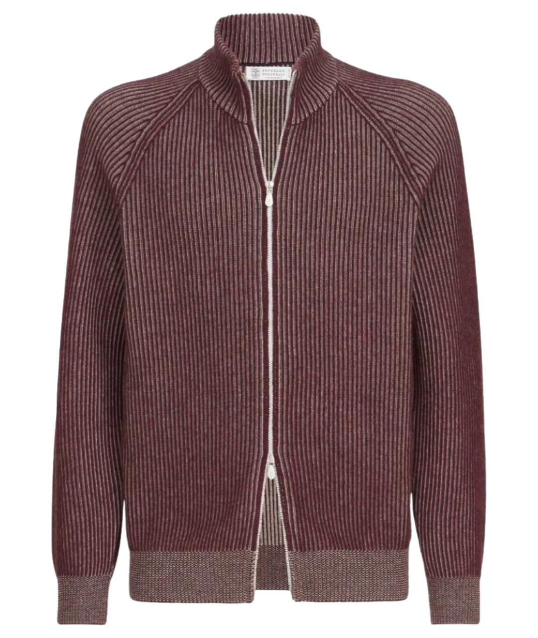 BRUNELLO CUCINELLI Бордовый кашемировый кардиган, фото 1