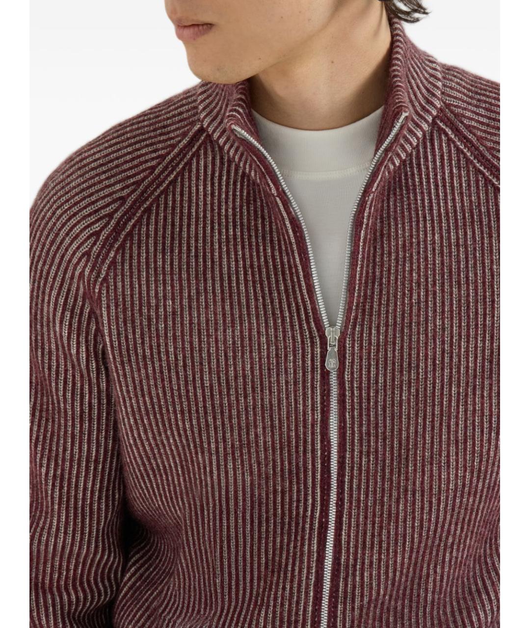 BRUNELLO CUCINELLI Бордовый кашемировый кардиган, фото 4