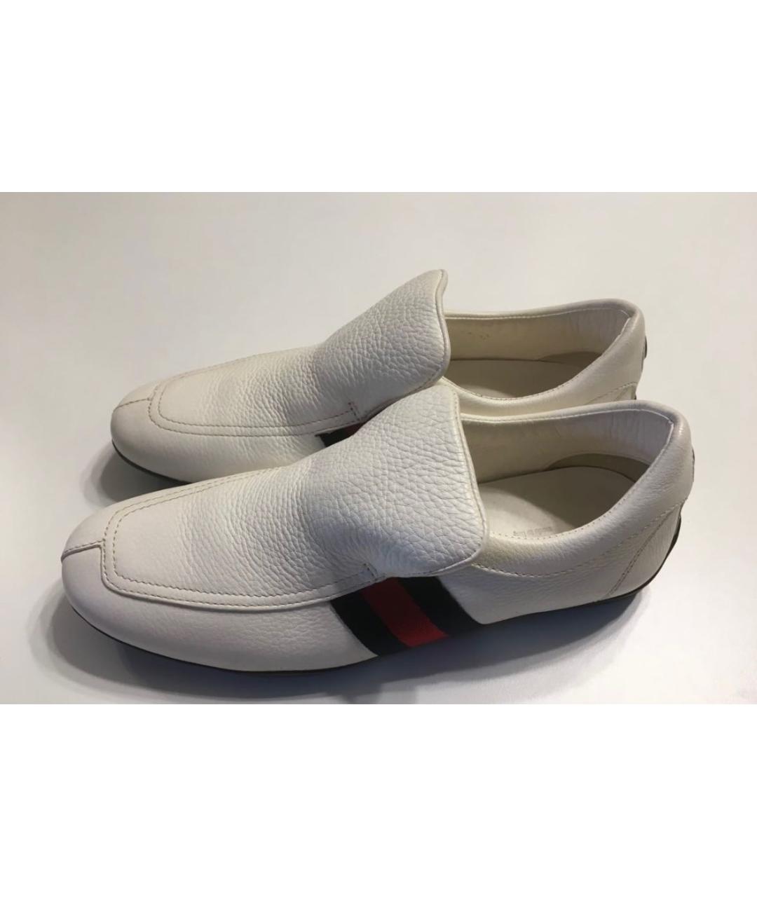 GUCCI Белые кожаные мокасины, фото 2