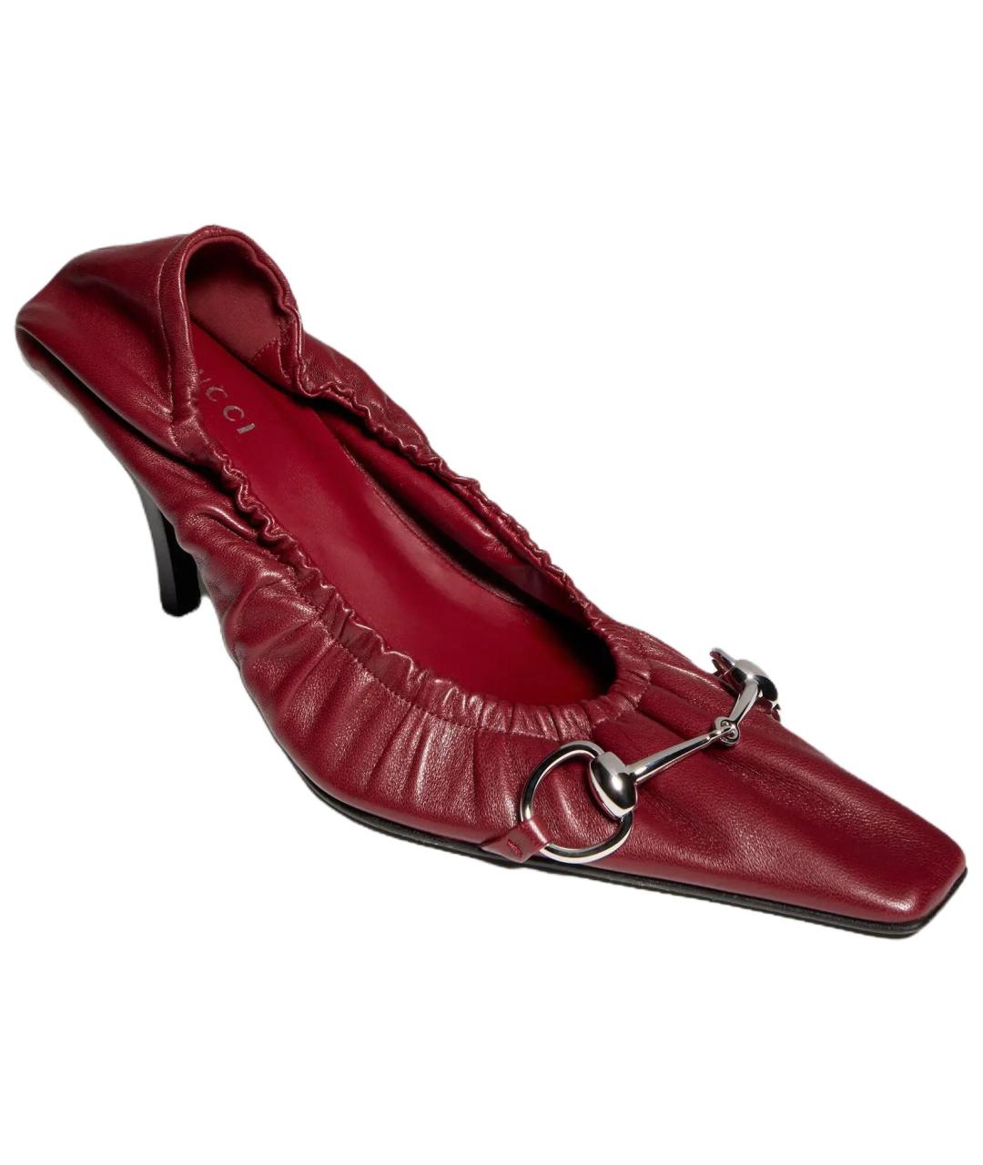 GUCCI Бордовые кожаные туфли, фото 3