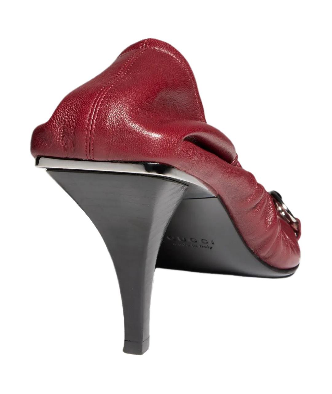GUCCI Бордовые кожаные туфли, фото 4