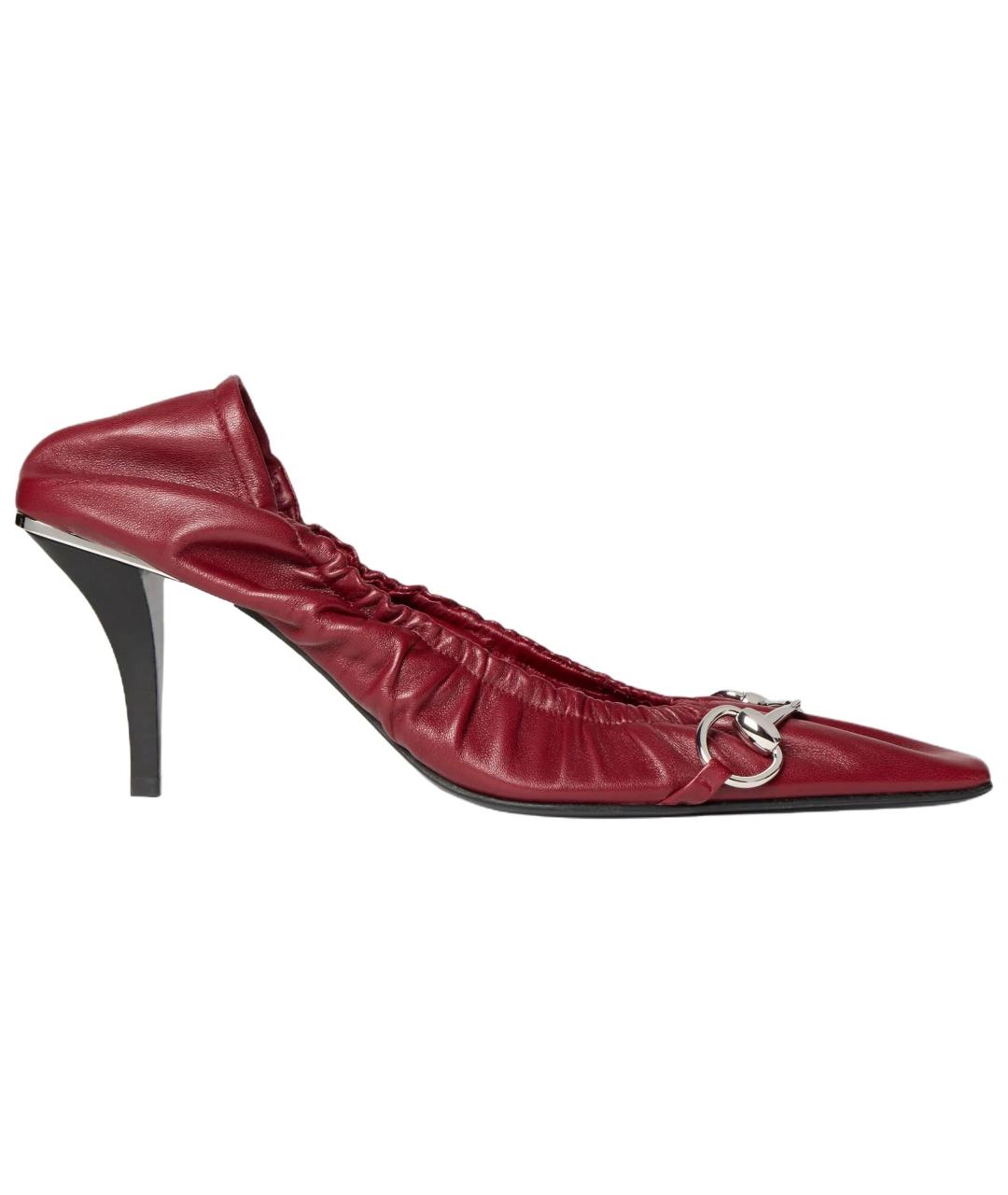 GUCCI Бордовые кожаные туфли, фото 2