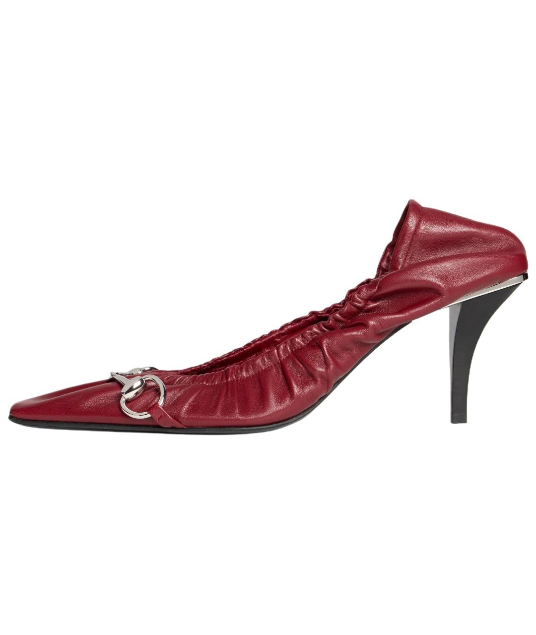 GUCCI Бордовые кожаные туфли, фото 6