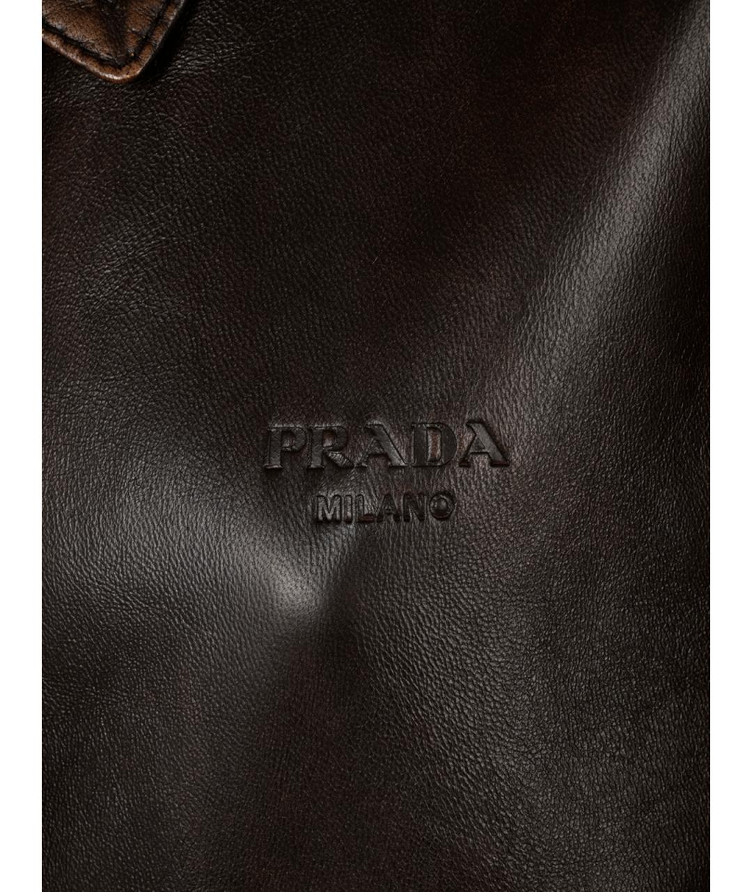 PRADA Коричневая кожаная куртка, фото 3