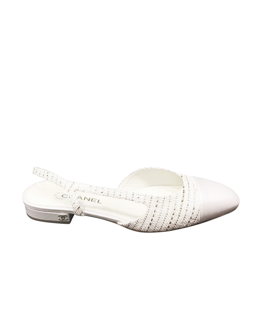 CHANEL PRE-OWNED Белые кожаные лодочки на низком каблуке, фото 1