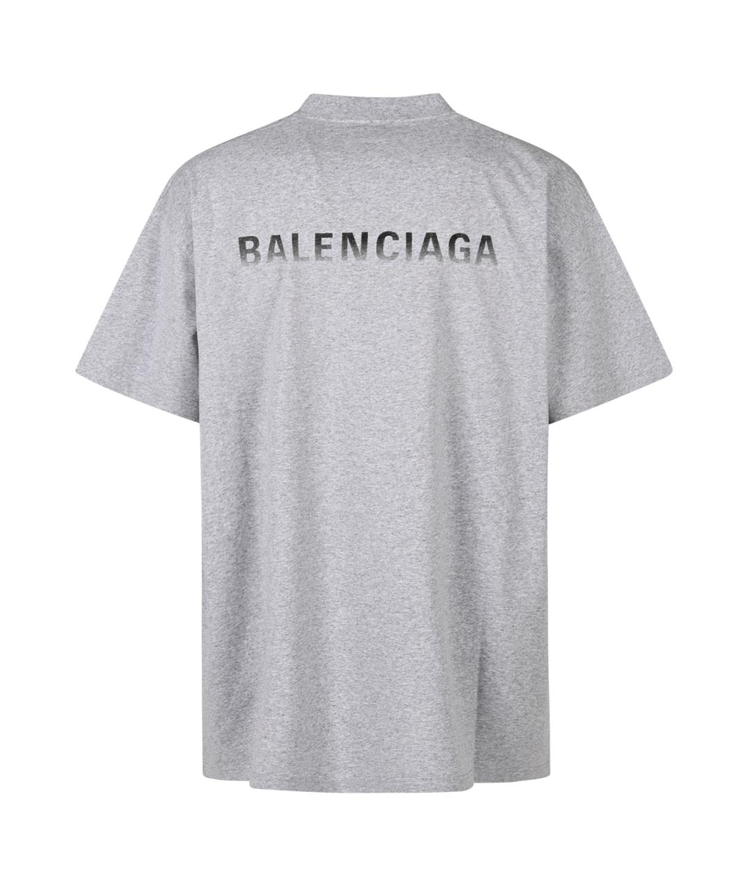BALENCIAGA Серая хлопковая футболка, фото 2