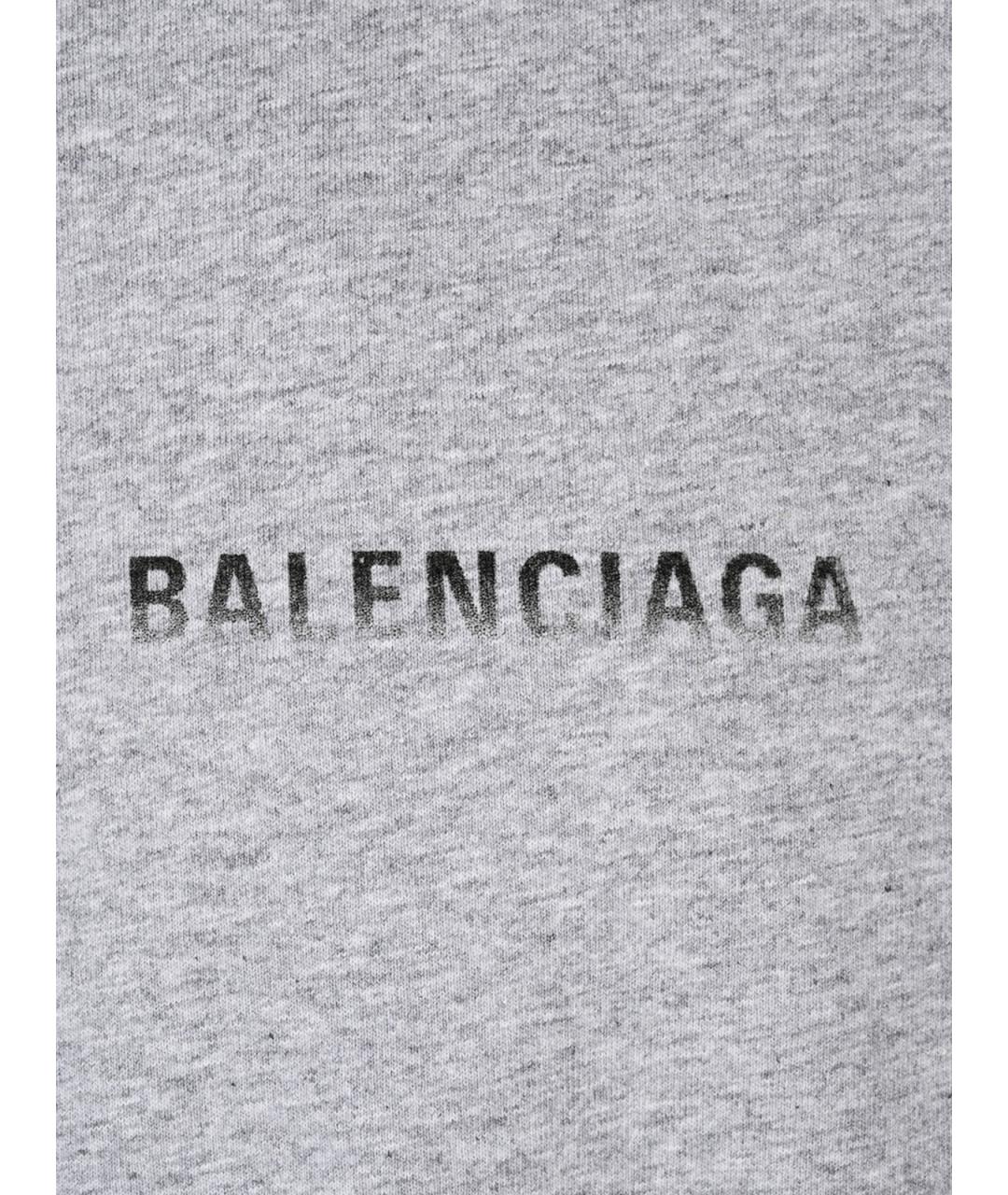 BALENCIAGA Серая хлопковая футболка, фото 3