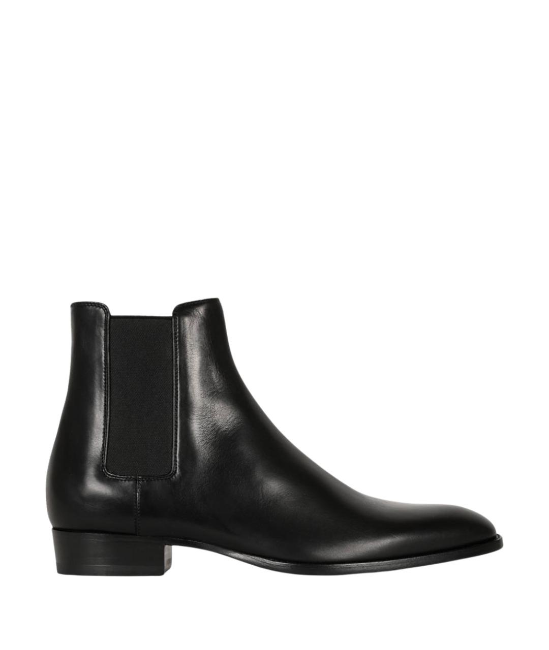 SAINT LAURENT Черные кожаные высокие ботинки, фото 1