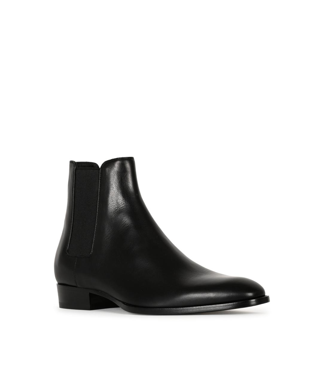 SAINT LAURENT Черные кожаные высокие ботинки, фото 2