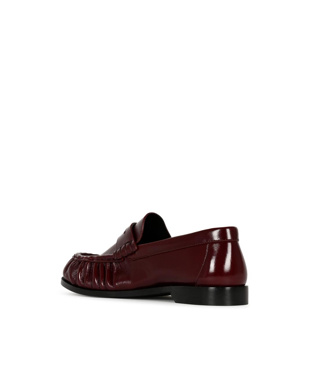 SAINT LAURENT Бордовые кожаные лоферы, фото 3