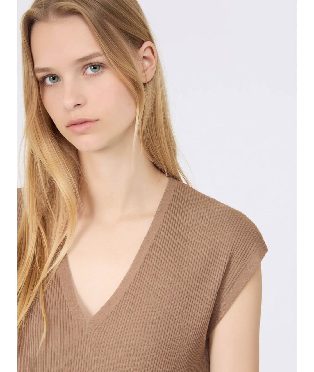 'S MAX MARA Бежевая шерстяная жилетка, фото 5