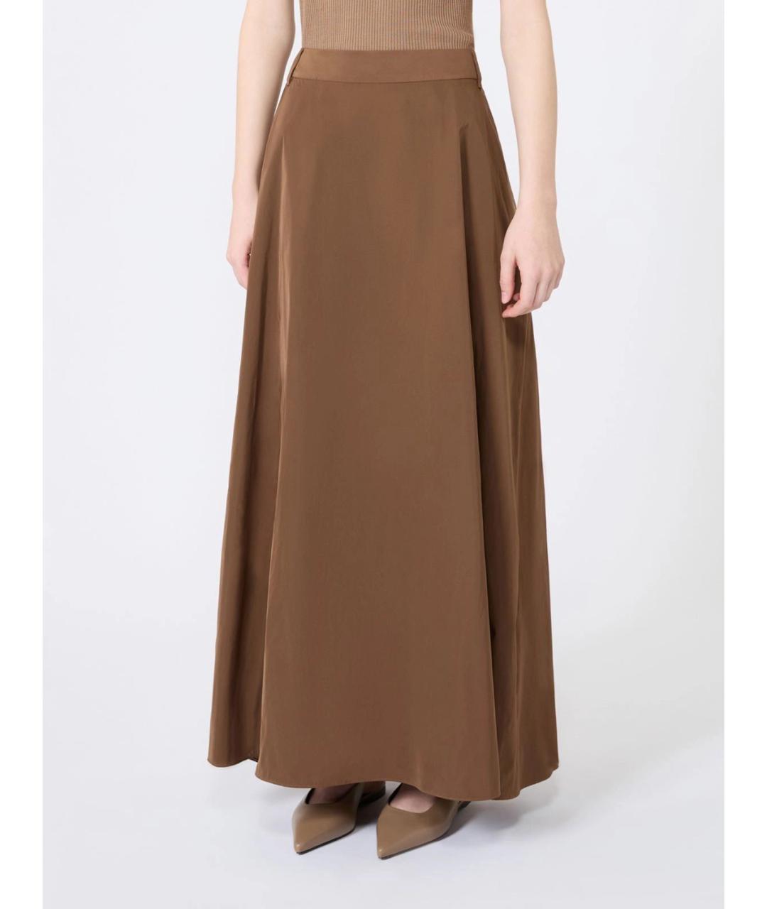 'S MAX MARA Коричневая полиэстеровая юбка макси, фото 3