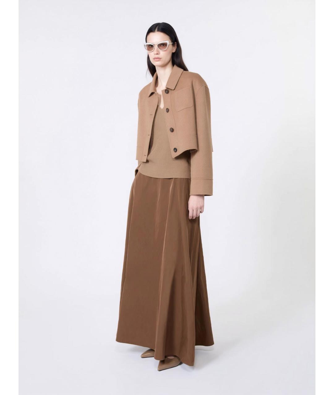 'S MAX MARA Коричневая полиэстеровая юбка макси, фото 2