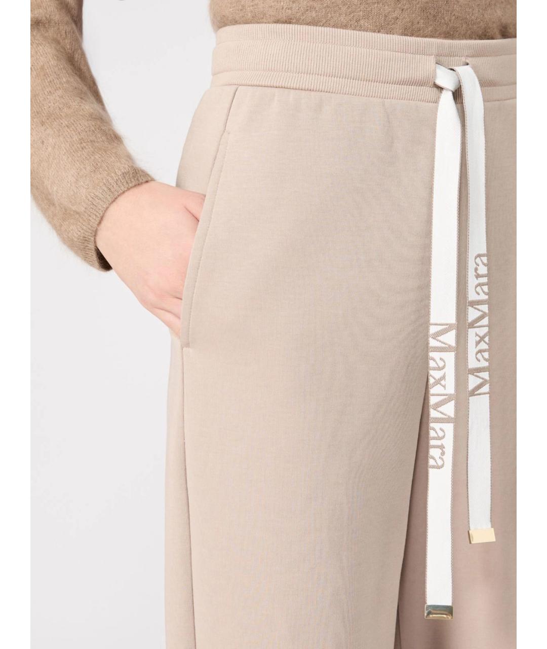 'S MAX MARA Бежевые хлопковые прямые брюки, фото 5