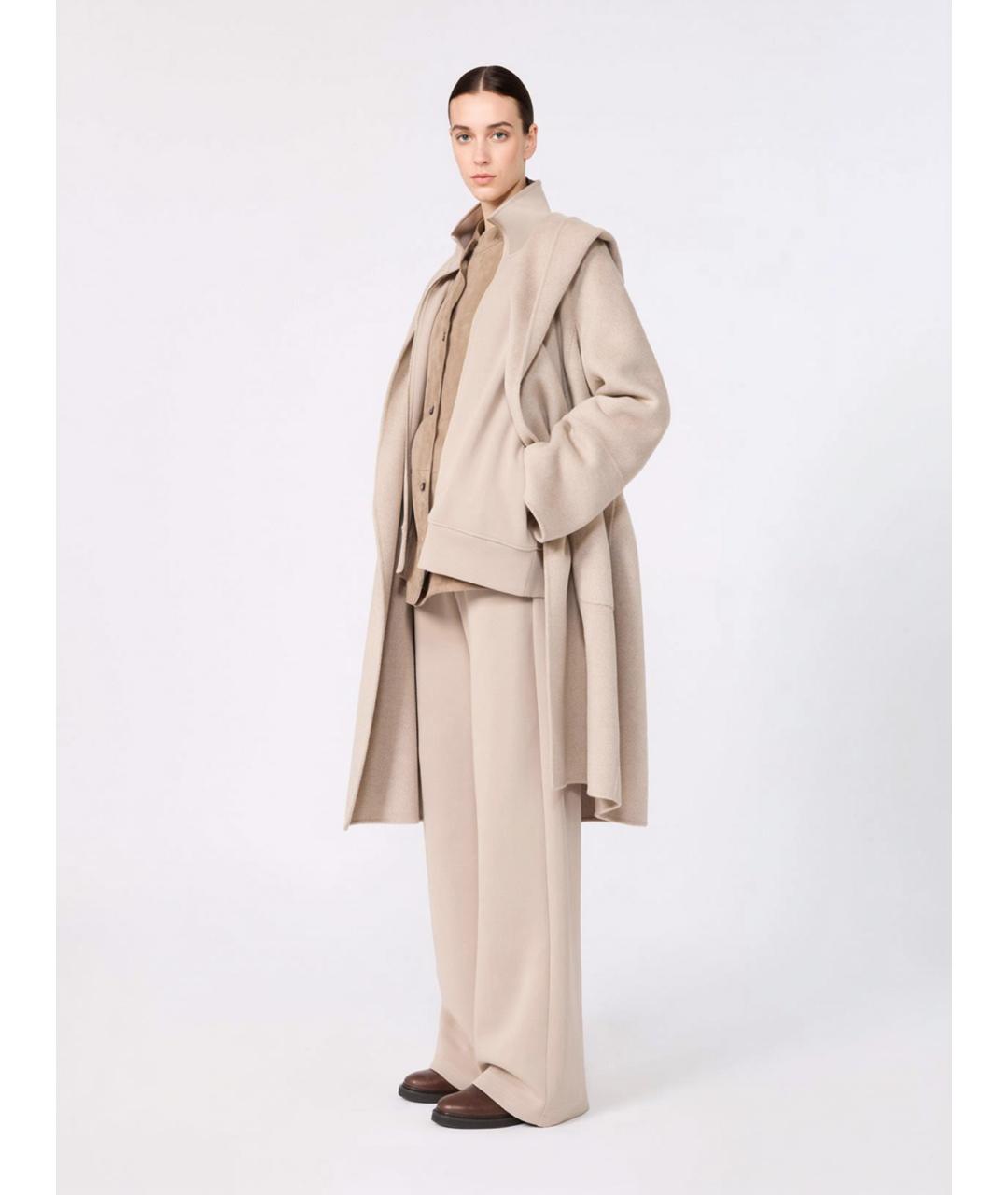 'S MAX MARA Бежевые хлопковые прямые брюки, фото 2