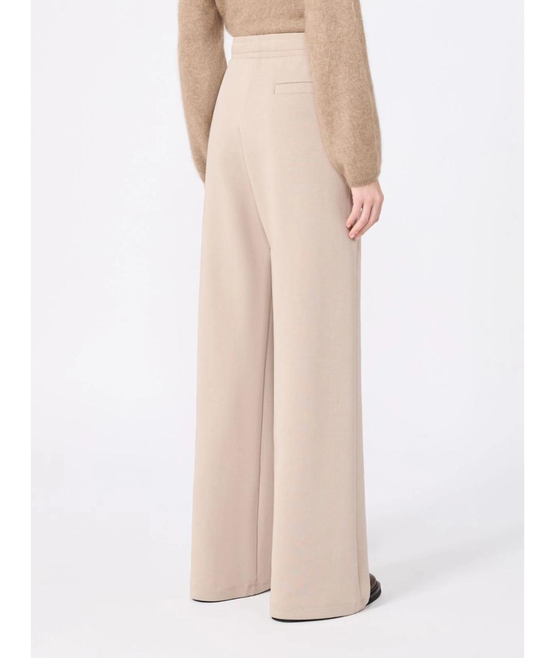 'S MAX MARA Бежевые хлопковые прямые брюки, фото 4