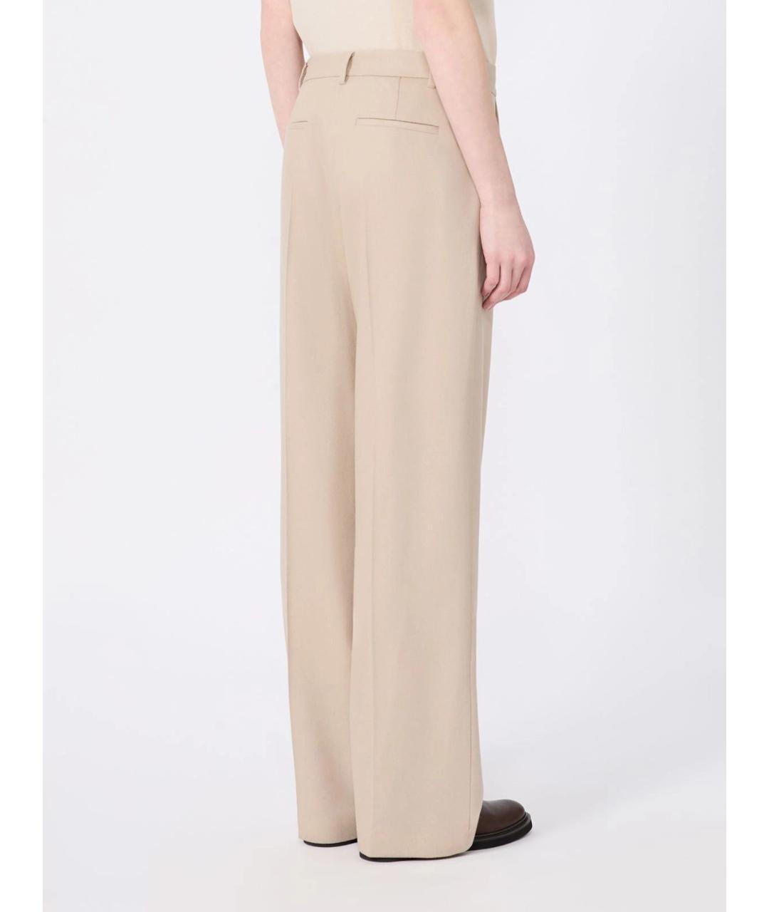 'S MAX MARA Бежевые шерстяные прямые брюки, фото 4