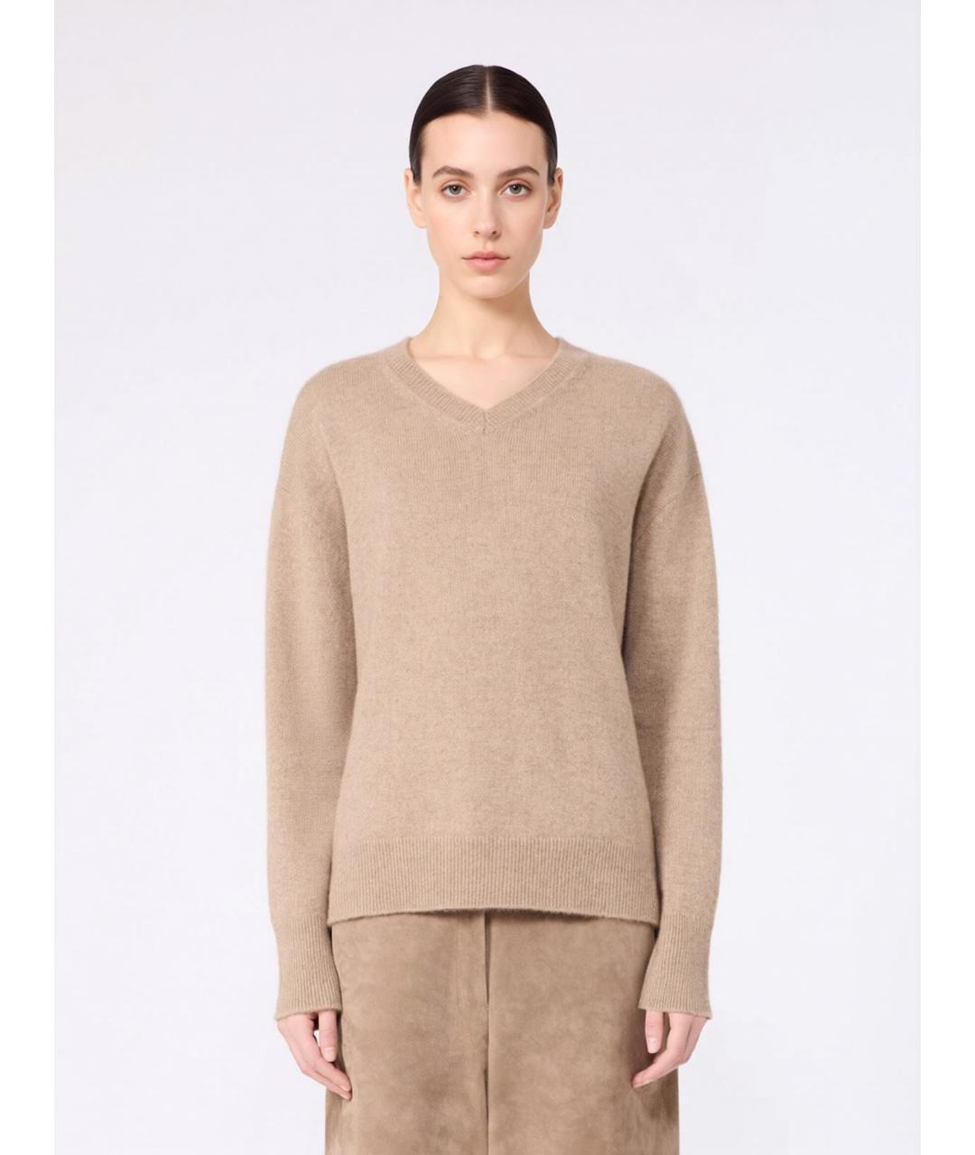 'S MAX MARA Бежевый кашемировый джемпер / свитер, фото 3