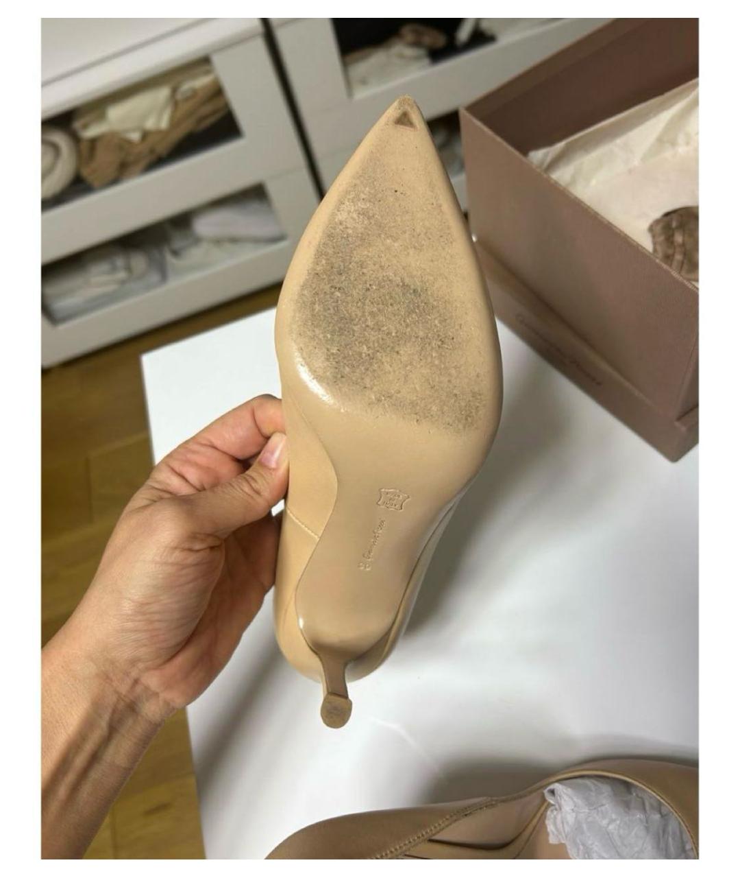 GIANVITO ROSSI Бежевые кожаные туфли, фото 5