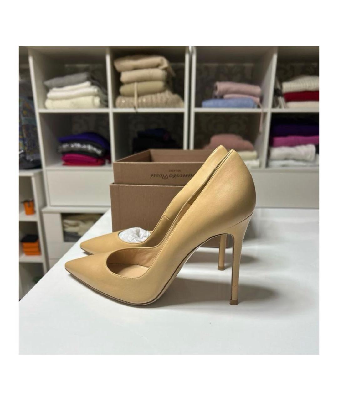 GIANVITO ROSSI Бежевые кожаные туфли, фото 3