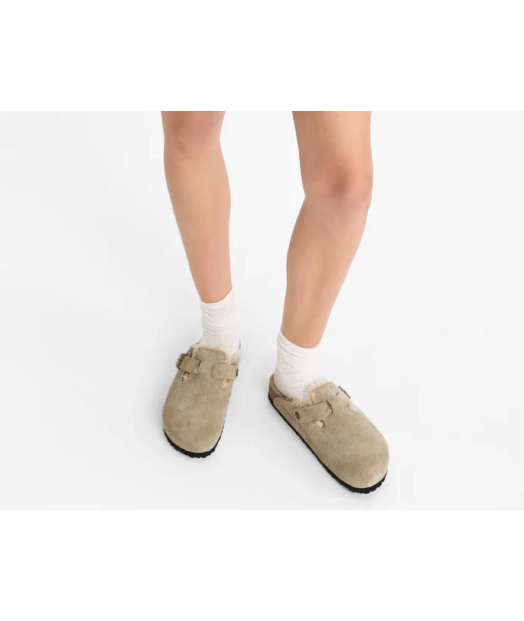 BIRKENSTOCK Бежевые замшевые мюли, фото 3