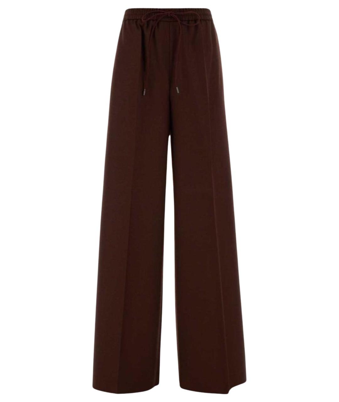 MAX MARA Коричневые шерстяные прямые брюки, фото 1