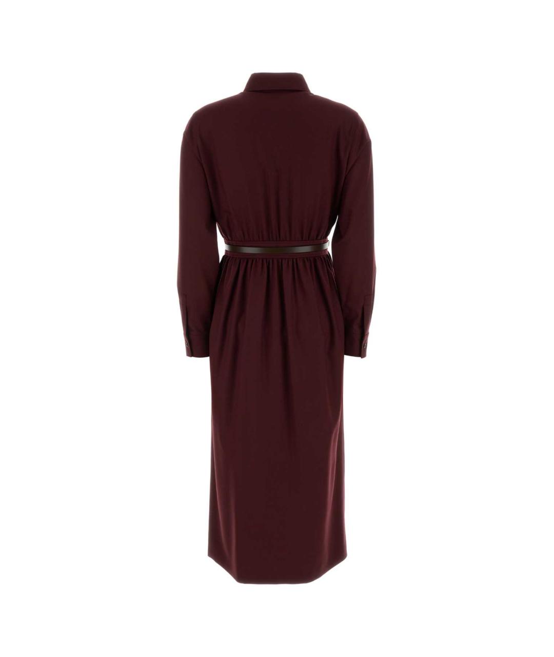 MAX MARA Бордовое шерстяное повседневное платье, фото 2