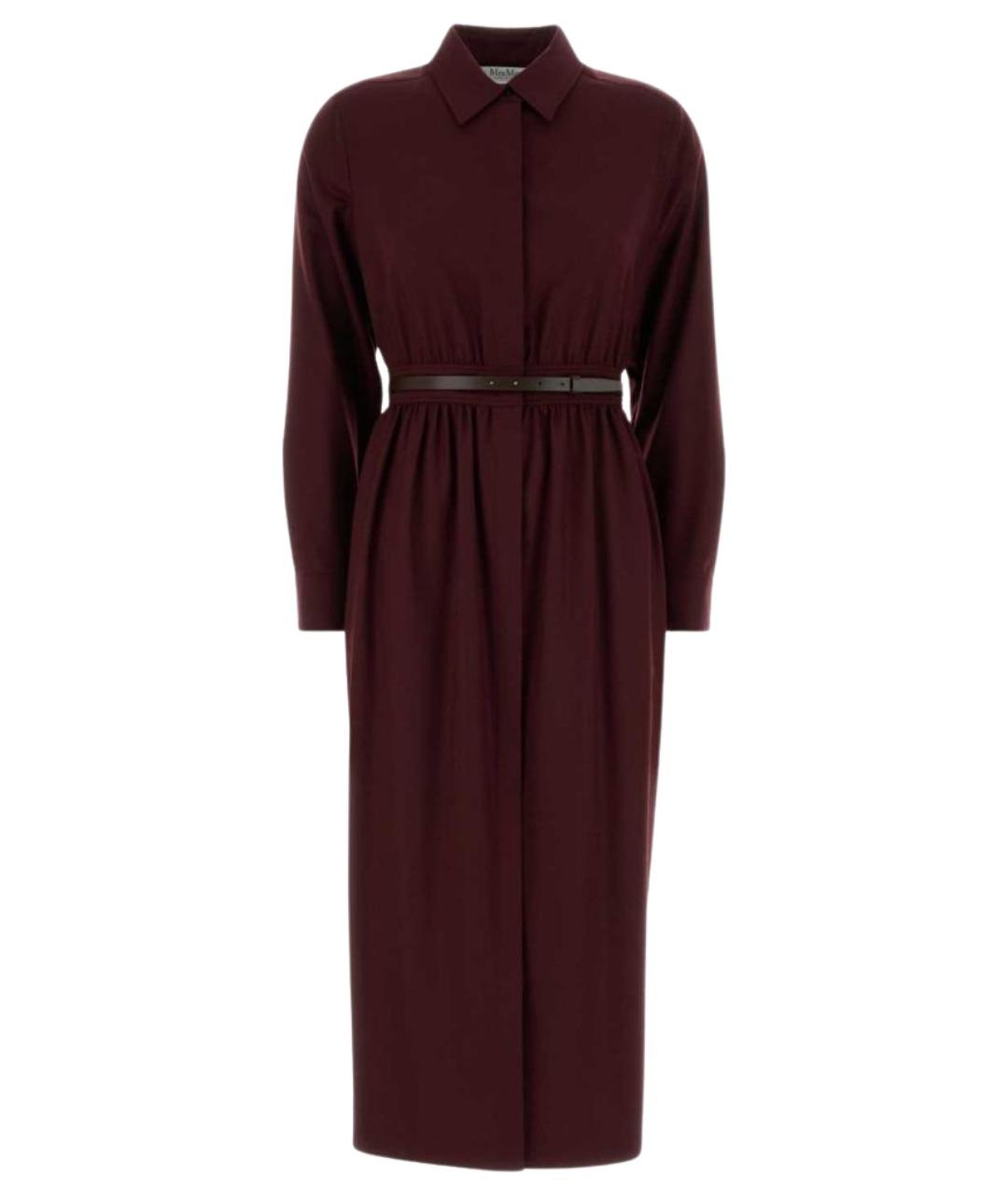 MAX MARA Бордовое шерстяное повседневное платье, фото 1