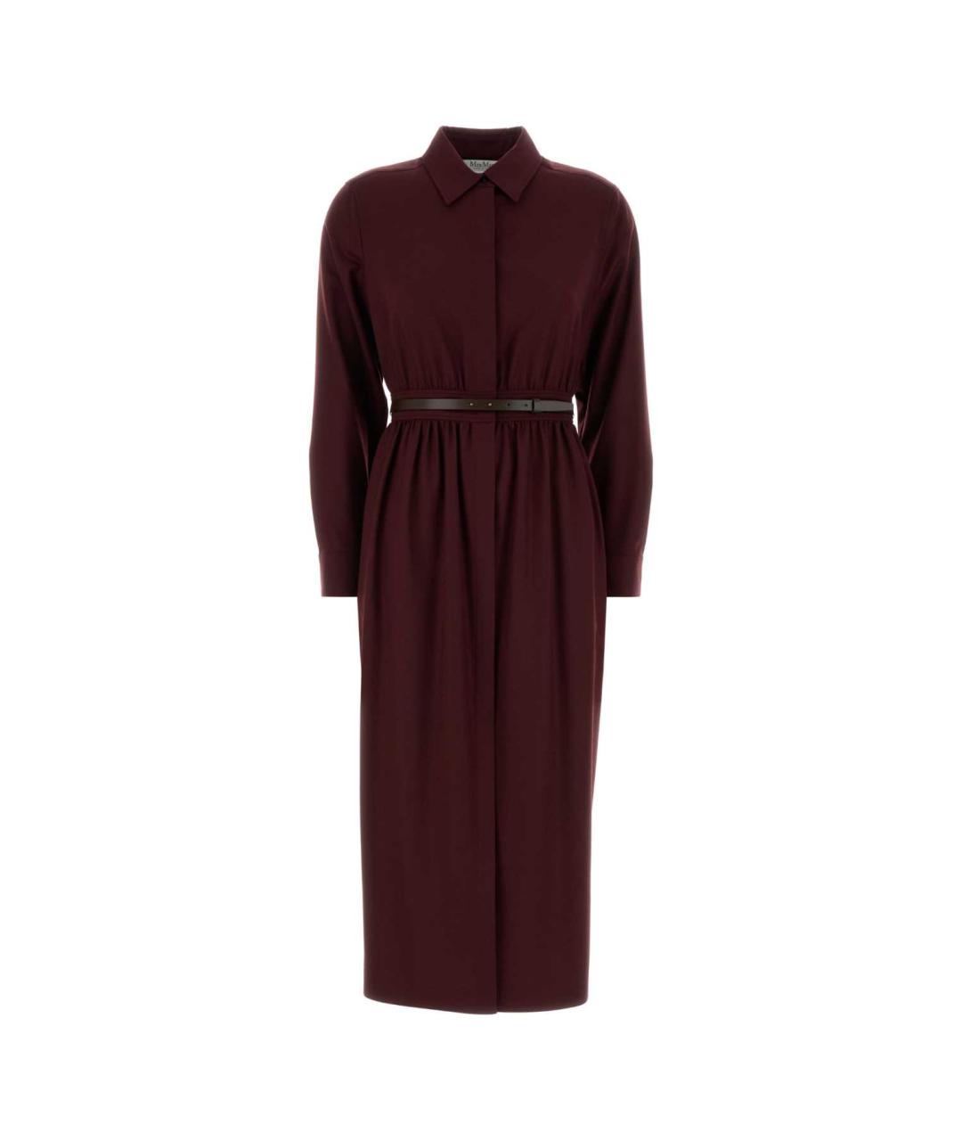 MAX MARA Бордовое шерстяное повседневное платье, фото 3