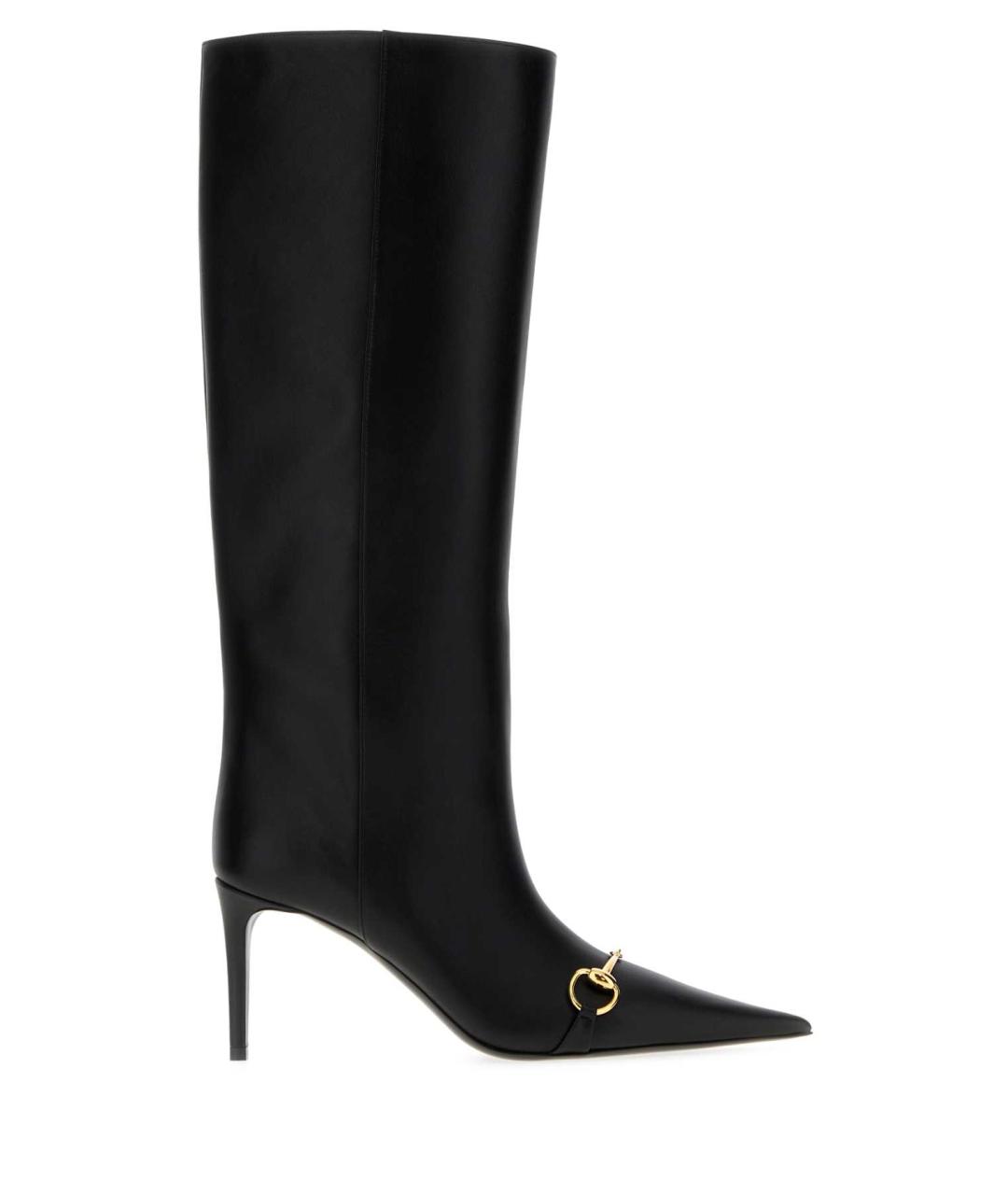 GUCCI Черные кожаные сапоги, фото 1