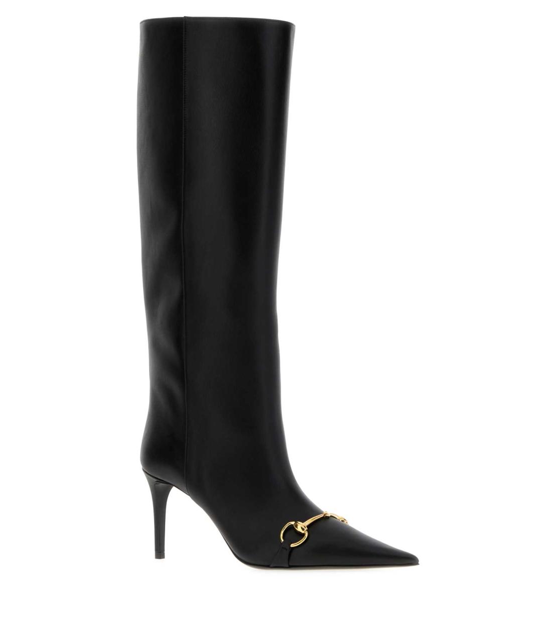 GUCCI Черные кожаные сапоги, фото 2