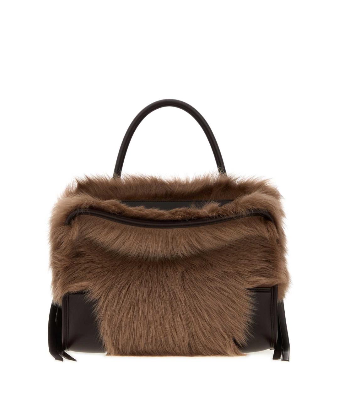 LOEWE Коричневая меховая сумка тоут, фото 1