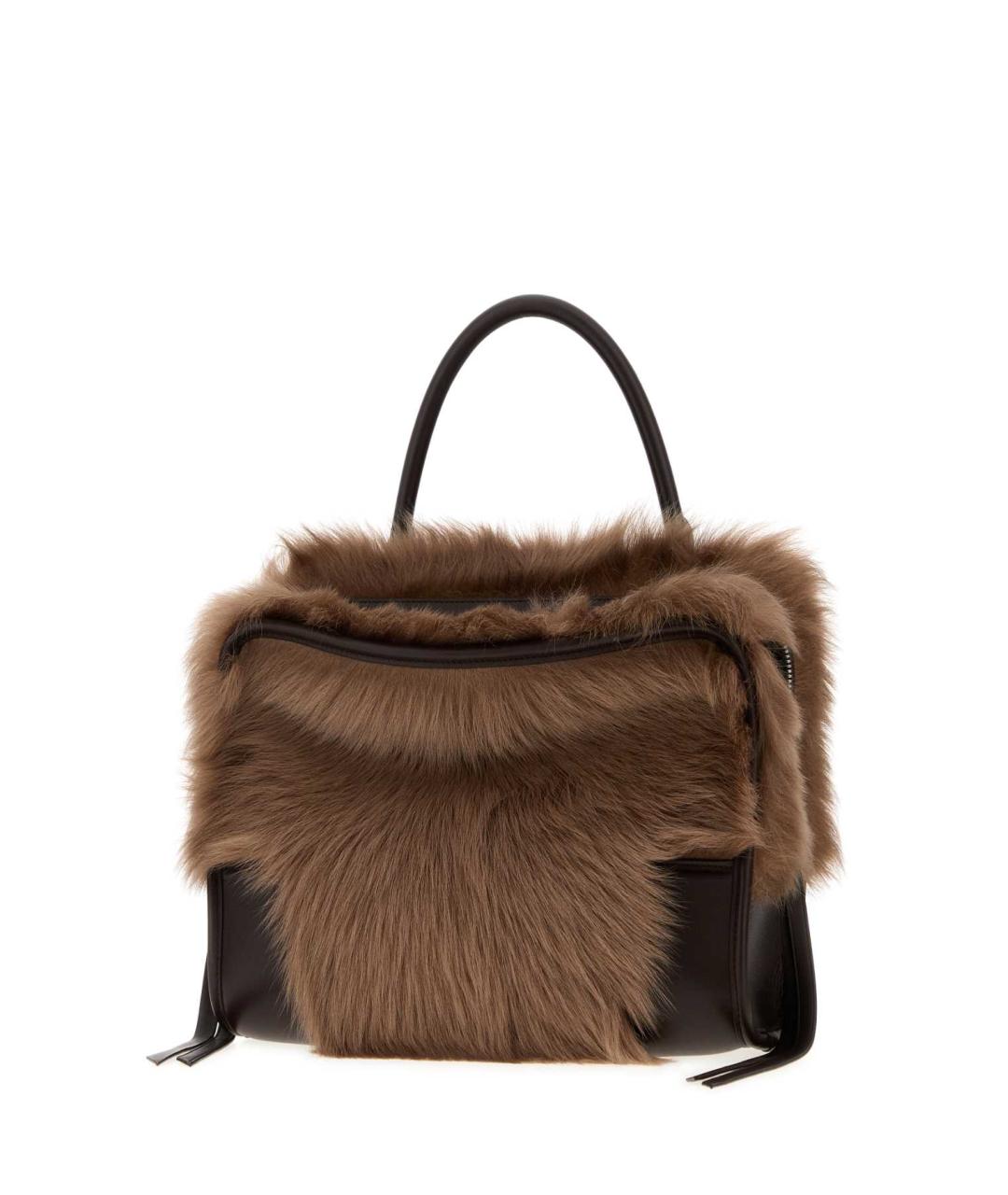LOEWE Коричневая меховая сумка тоут, фото 2