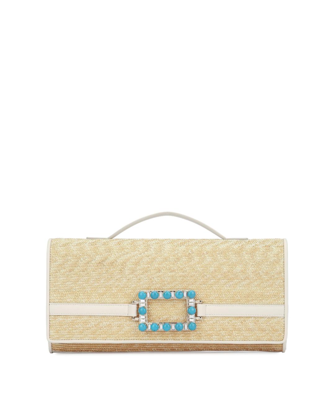 ROGER VIVIER Бежевая рафиевая сумка с короткими ручками, фото 1