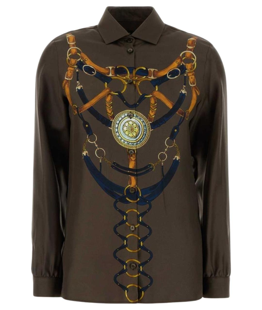ETRO Коричневая шелковая рубашка, фото 1