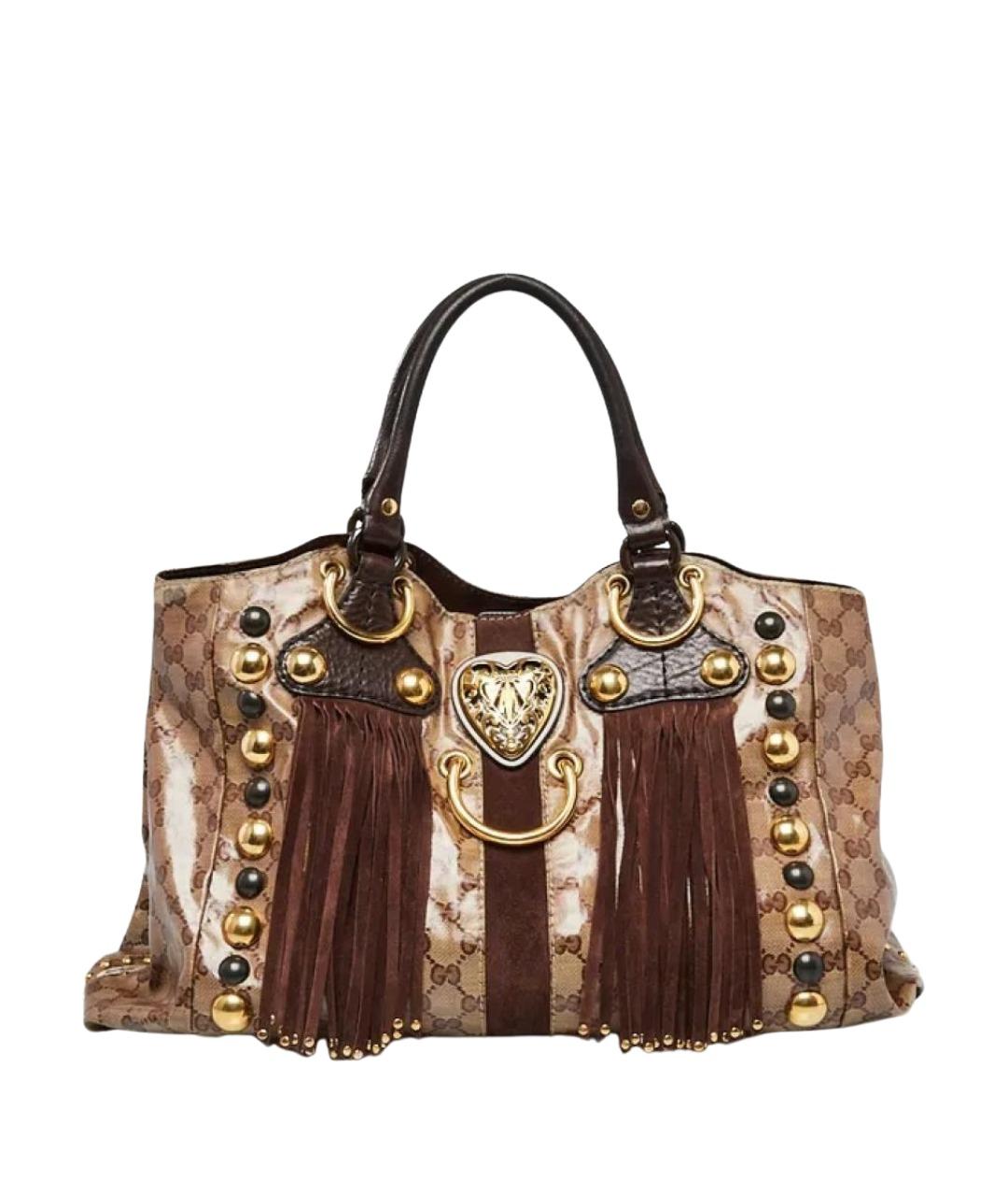 GUCCI Коричневая кожаная сумка через плечо, фото 1