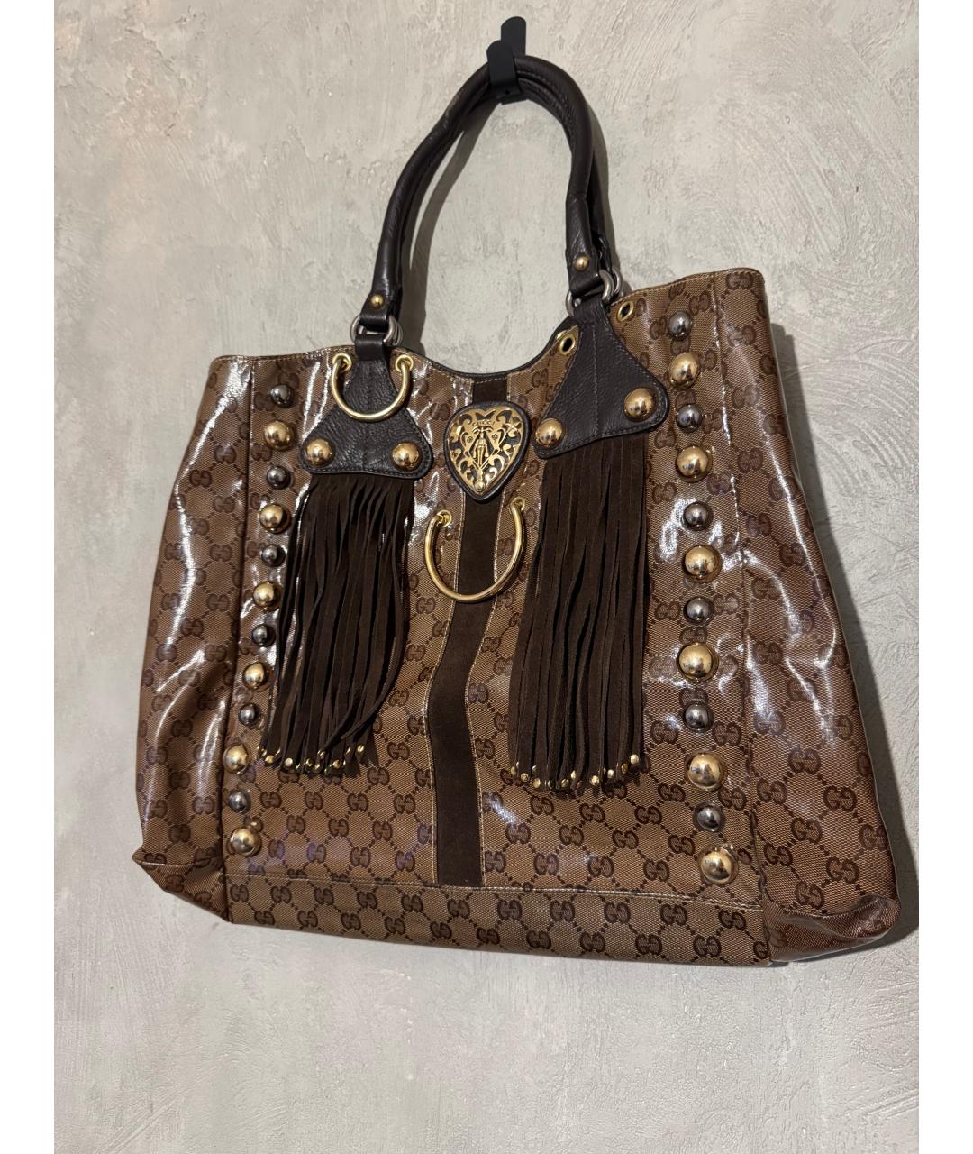 GUCCI Коричневая кожаная сумка через плечо, фото 2