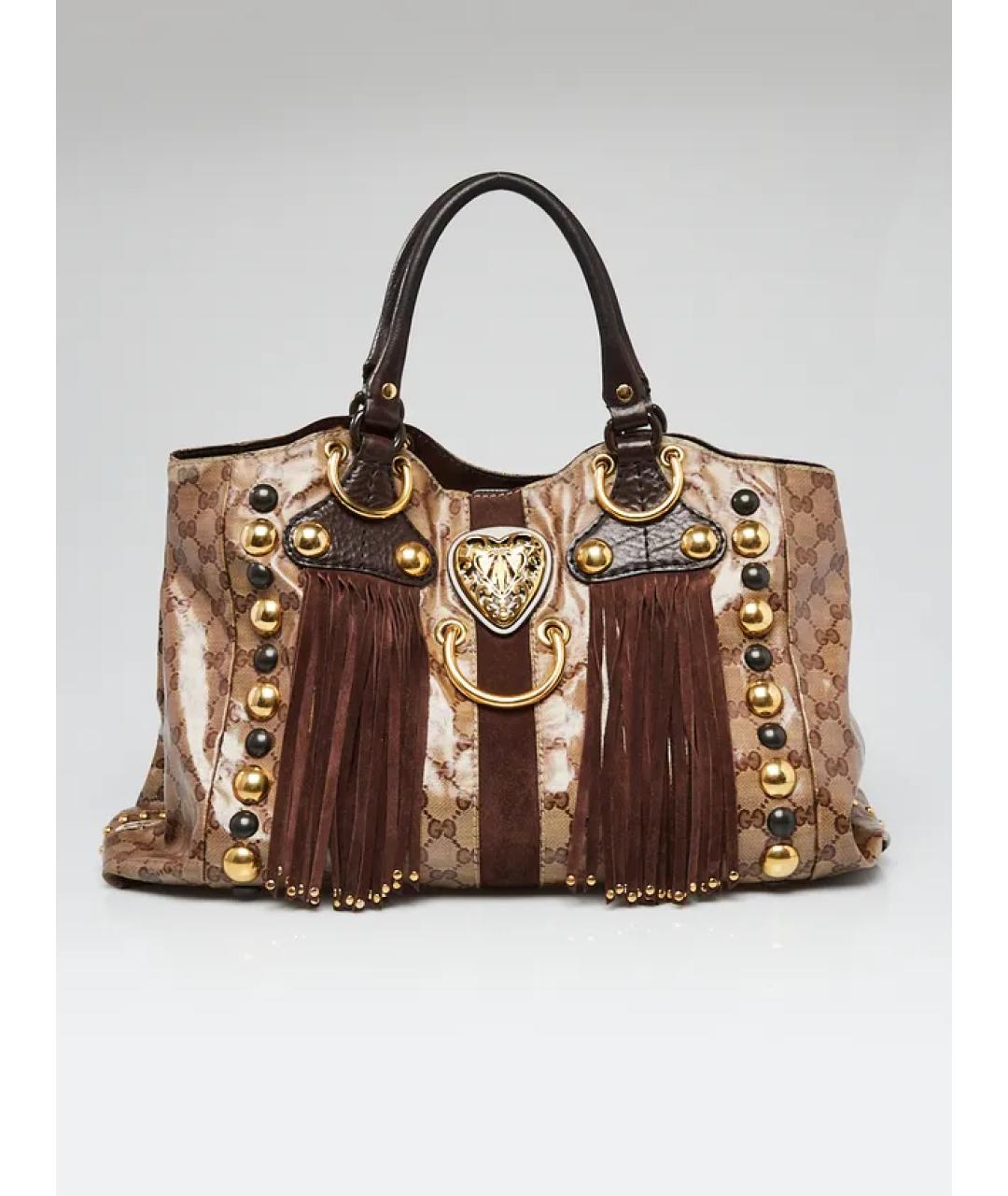 GUCCI Коричневая кожаная сумка через плечо, фото 3