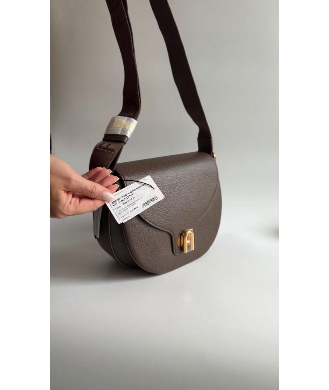 FURLA Коричневая кожаная сумка через плечо, фото 2