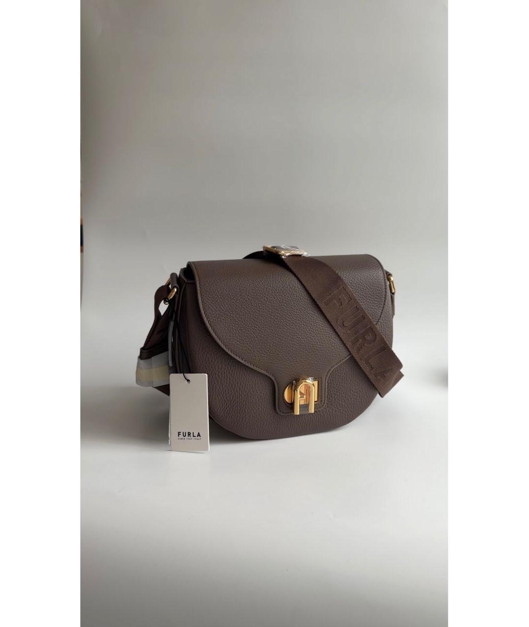 FURLA Коричневая кожаная сумка через плечо, фото 6