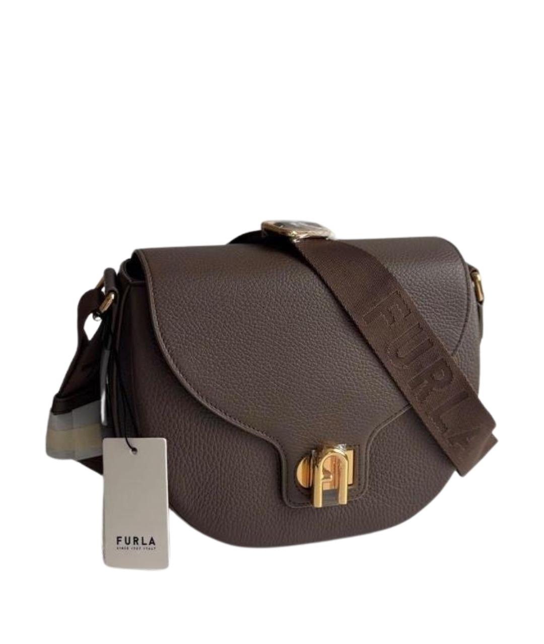 FURLA Коричневая кожаная сумка через плечо, фото 1