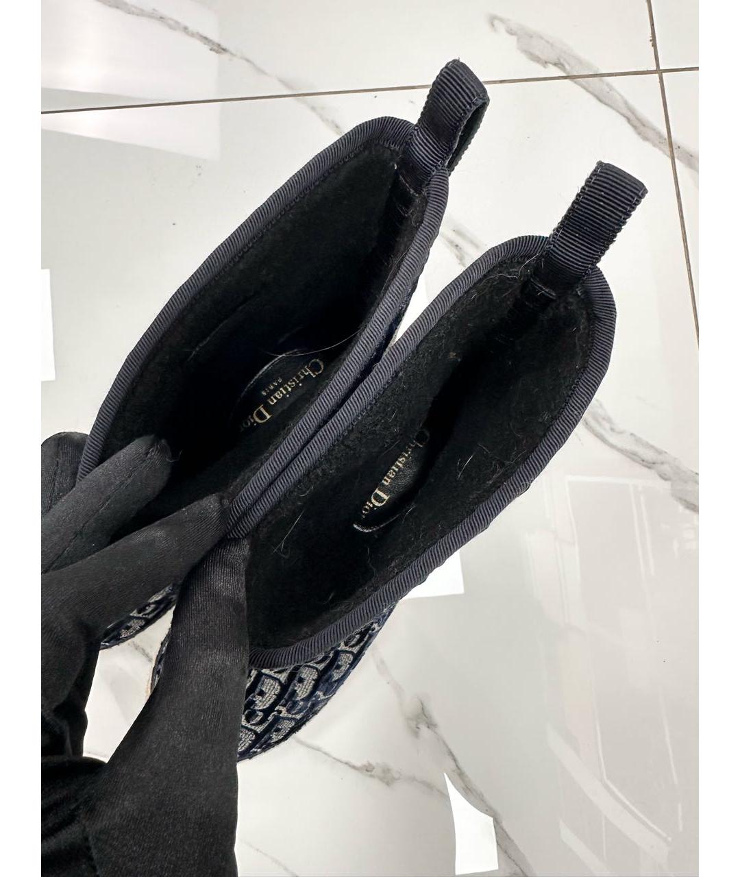 CHRISTIAN DIOR Темно-синие бархатные ботинки, фото 4