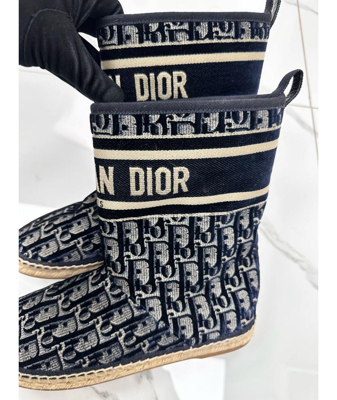 CHRISTIAN DIOR Темно-синие бархатные ботинки, фото 7