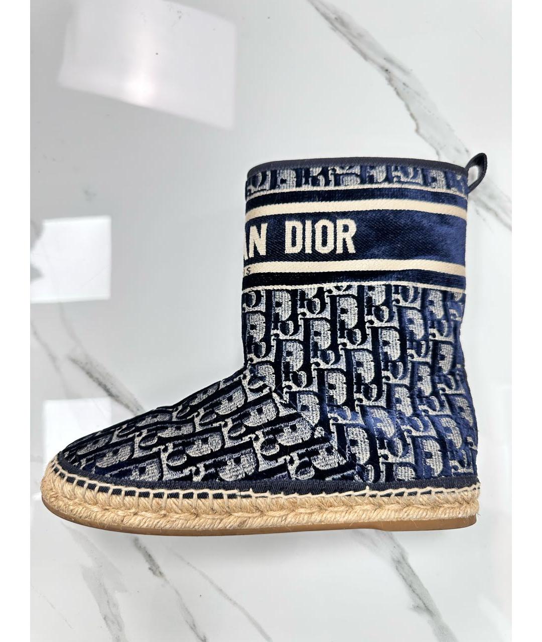 CHRISTIAN DIOR Темно-синие бархатные ботинки, фото 9