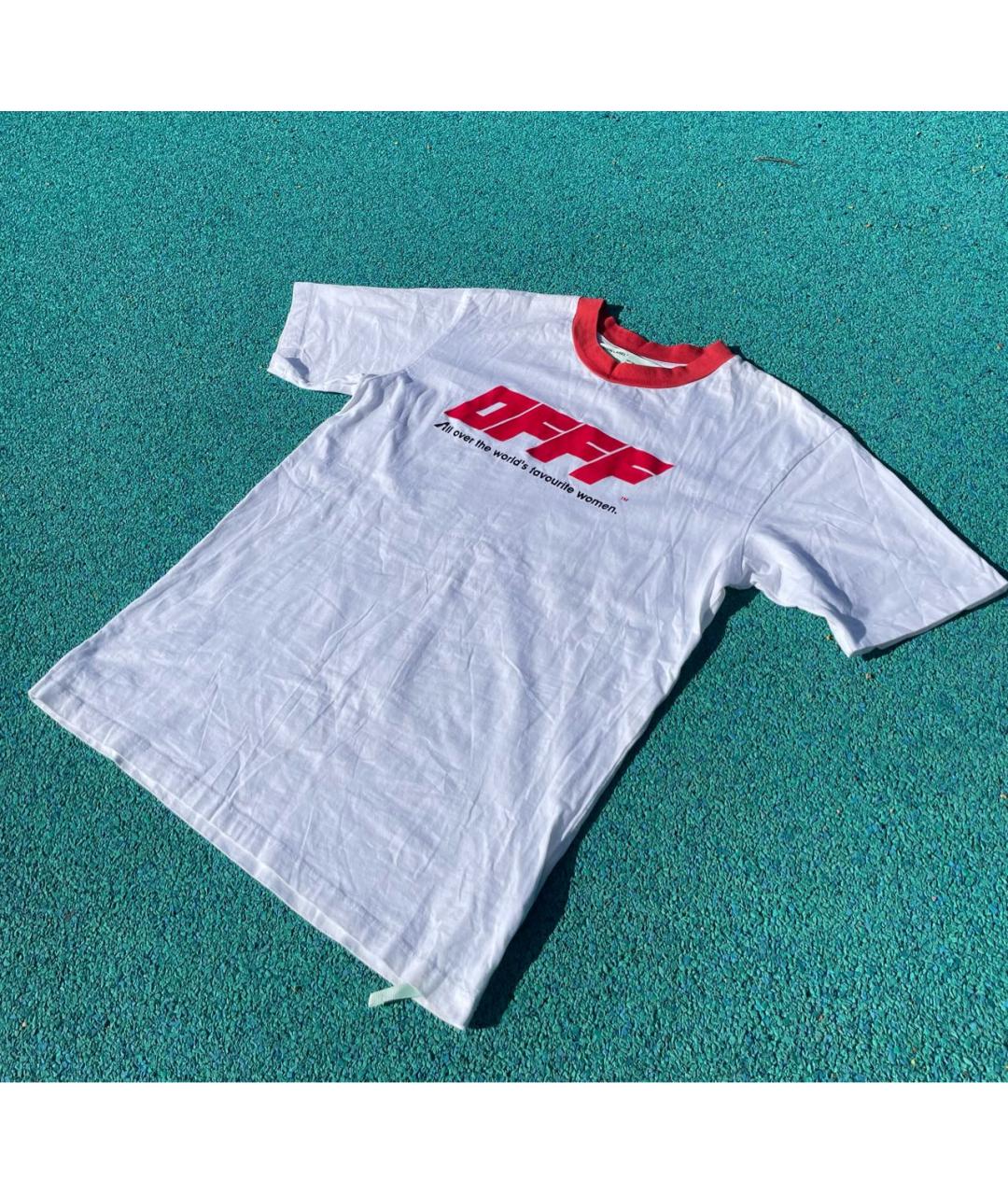 OFF-WHITE Белая хлопковая футболка, фото 2